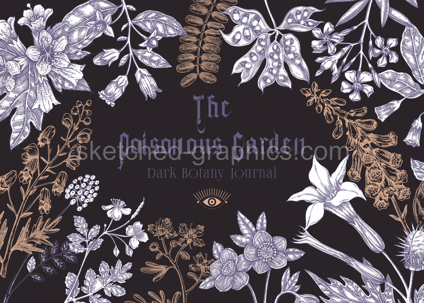 Poisonous plants background. Witch herbs banner design. Vintage apothecary frame  template. Hand drawn vector illustration on chalkboard. NOT AI generated Illustration
